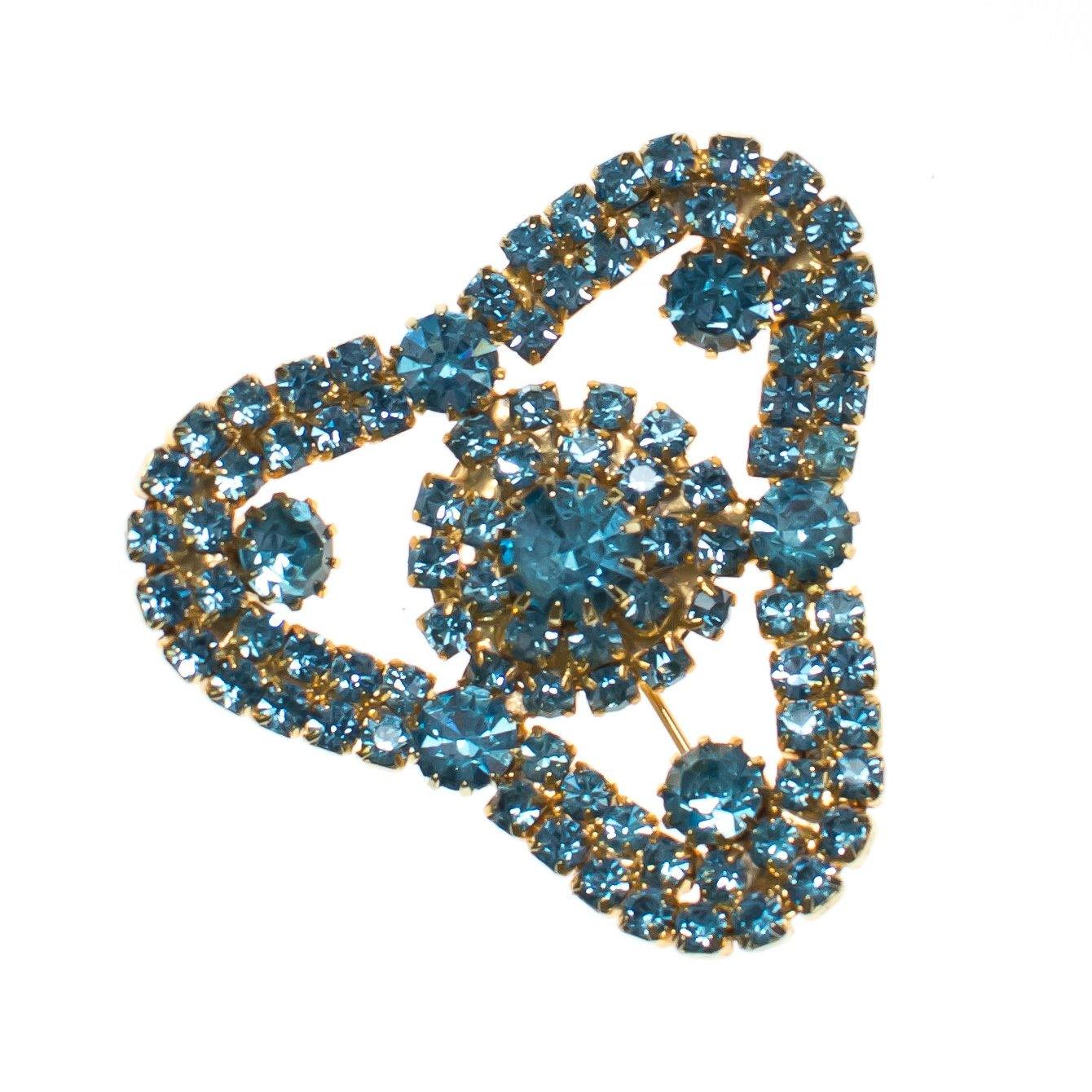 Vintage Retro Baby Blue Rhinestone Brooch