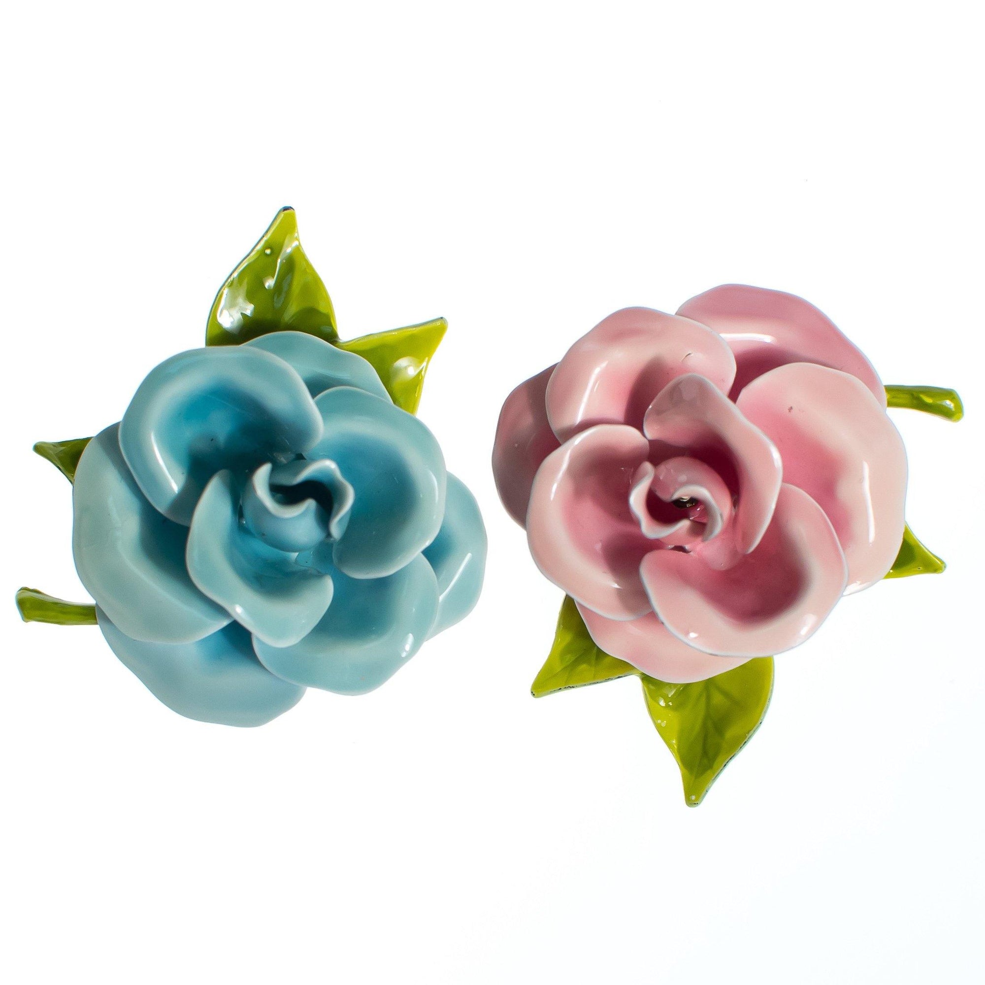 Vintage Pink Enamel Flower Brooch, Green Leaves, Brooches and Pins by 1950s - Vintage Meet Modern Vintage Jewelry - Chicago, Illinois - #oldhollywoodglamour #vintagemeetmodern #designervintage #jewelrybox #antiquejewelry #vintagejewelry