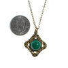 Vintage Speckled Jade Art Glass Renaissance Style Pendant Necklace by 1950s - Vintage Meet Modern Vintage Jewelry - Chicago, Illinois - #oldhollywoodglamour #vintagemeetmodern #designervintage #jewelrybox #antiquejewelry #vintagejewelry