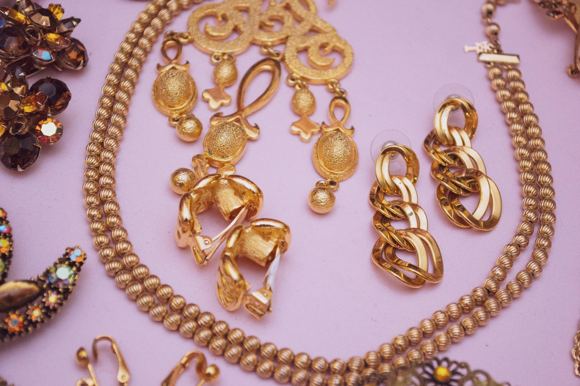 Vintage Crown Trifari Gold Bead Double Strand Necklace by Crown Trifari - Vintage Meet Modern Vintage Jewelry - Chicago, Illinois - #oldhollywoodglamour #vintagemeetmodern #designervintage #jewelrybox #antiquejewelry #vintagejewelry