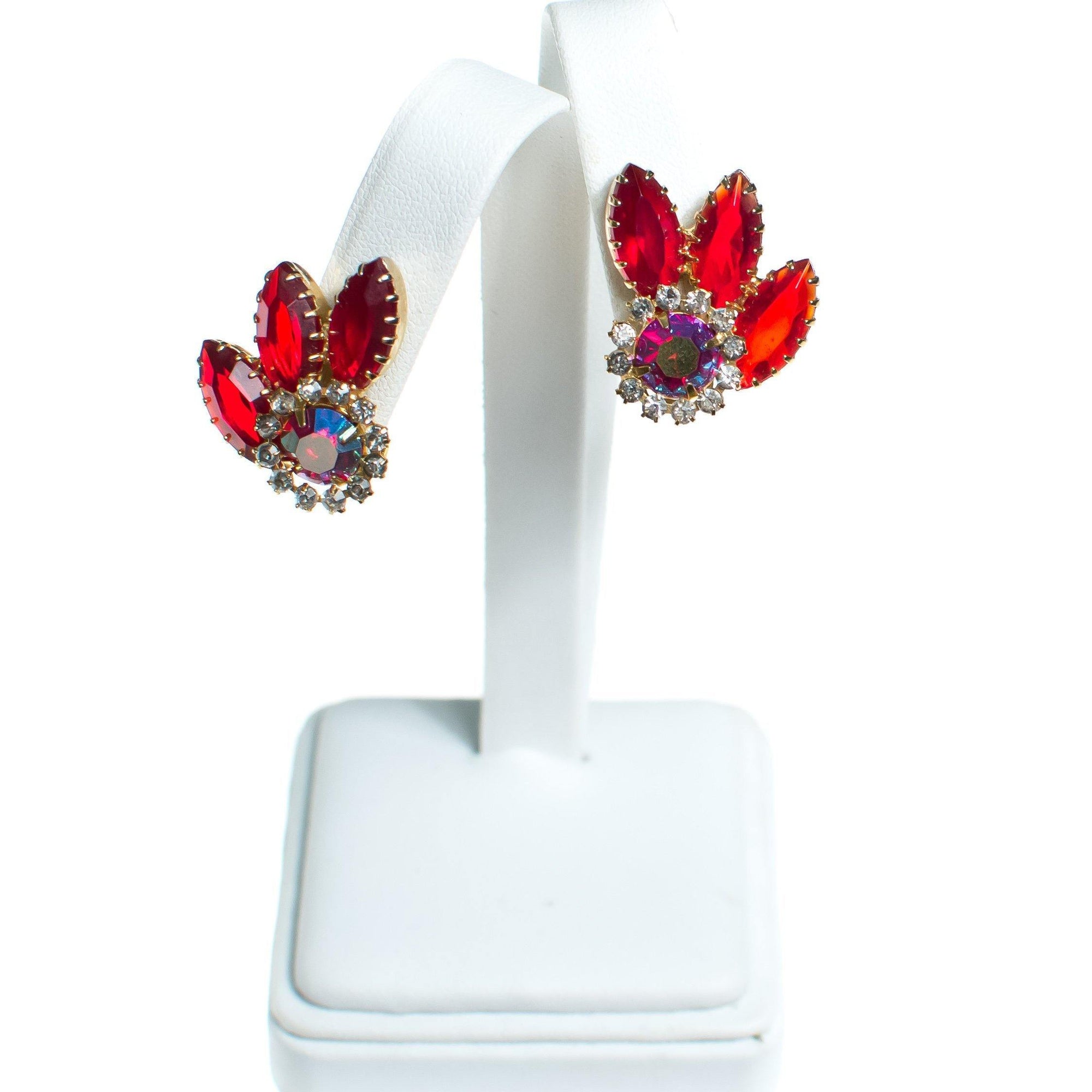 Vintage Juliana Red Rhinestone Earrings by Juliana - Vintage Meet Modern Vintage Jewelry - Chicago, Illinois - #oldhollywoodglamour #vintagemeetmodern #designervintage #jewelrybox #antiquejewelry #vintagejewelry