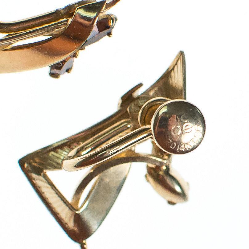 Vintage Retro Gold Filled Geometric Earrings with Smokey Topaz Gemstones by Gold Filled - Vintage Meet Modern Vintage Jewelry - Chicago, Illinois - #oldhollywoodglamour #vintagemeetmodern #designervintage #jewelrybox #antiquejewelry #vintagejewelry