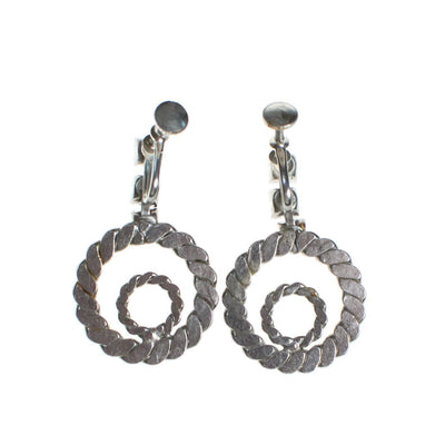 Vintage Silver Cable Doorknocker Earrings with Diamante Rhinestones by 1960s - Vintage Meet Modern Vintage Jewelry - Chicago, Illinois - #oldhollywoodglamour #vintagemeetmodern #designervintage #jewelrybox #antiquejewelry #vintagejewelry