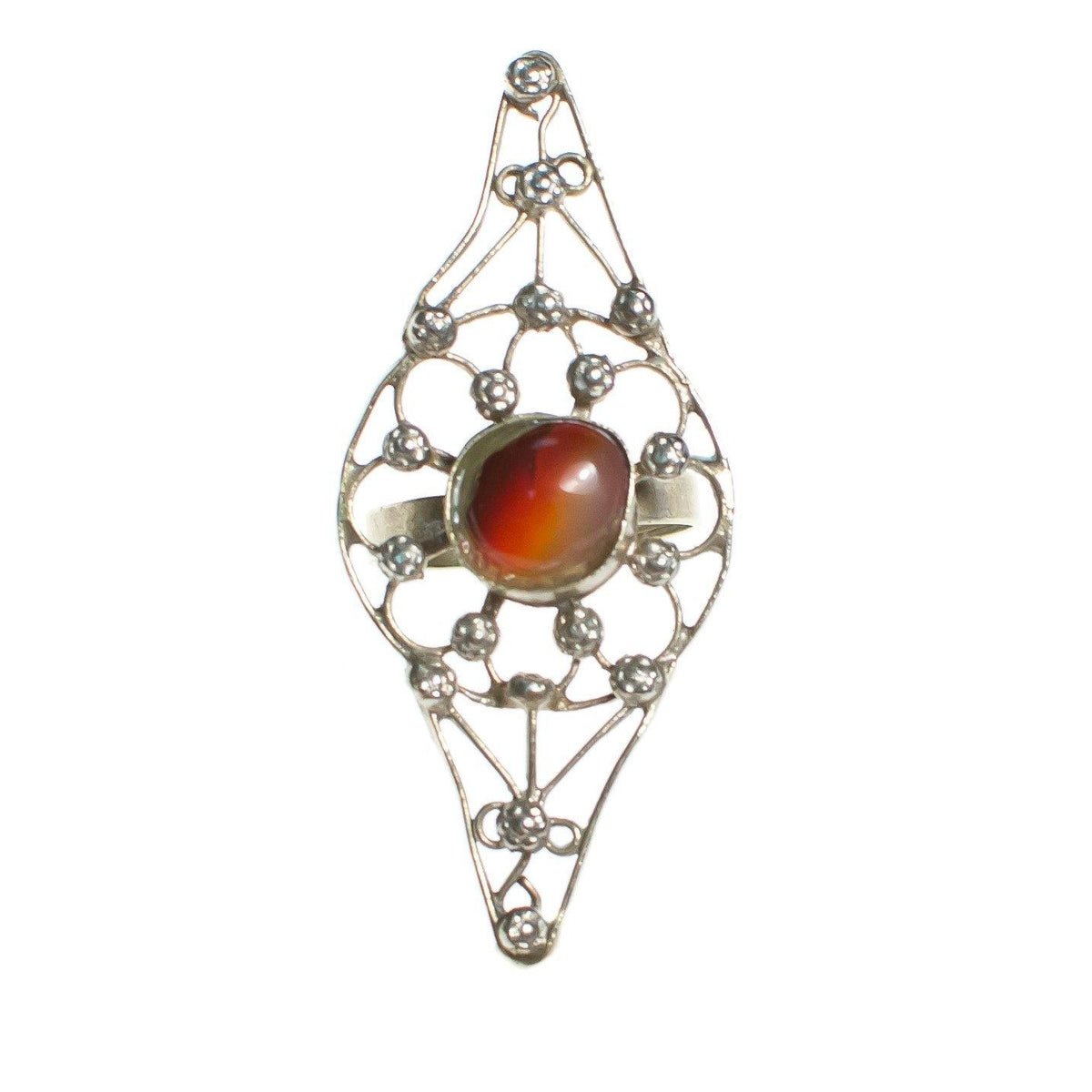 Vintage Sterling Silver Artisan Ring with Bezel Set Shell