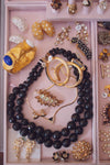 Vintage 1980s Christian Dior Modernist Black Geometric Pendant with Diamante Crystals by Christian Dior - Vintage Meet Modern Vintage Jewelry - Chicago, Illinois - #oldhollywoodglamour #vintagemeetmodern #designervintage #jewelrybox #antiquejewelry #vintagejewelry
