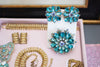 Vintage Judy Lee Aqua Blue Crystal Rhinestone Statement Earrings by 1950s - Vintage Meet Modern Vintage Jewelry - Chicago, Illinois - #oldhollywoodglamour #vintagemeetmodern #designervintage #jewelrybox #antiquejewelry #vintagejewelry
