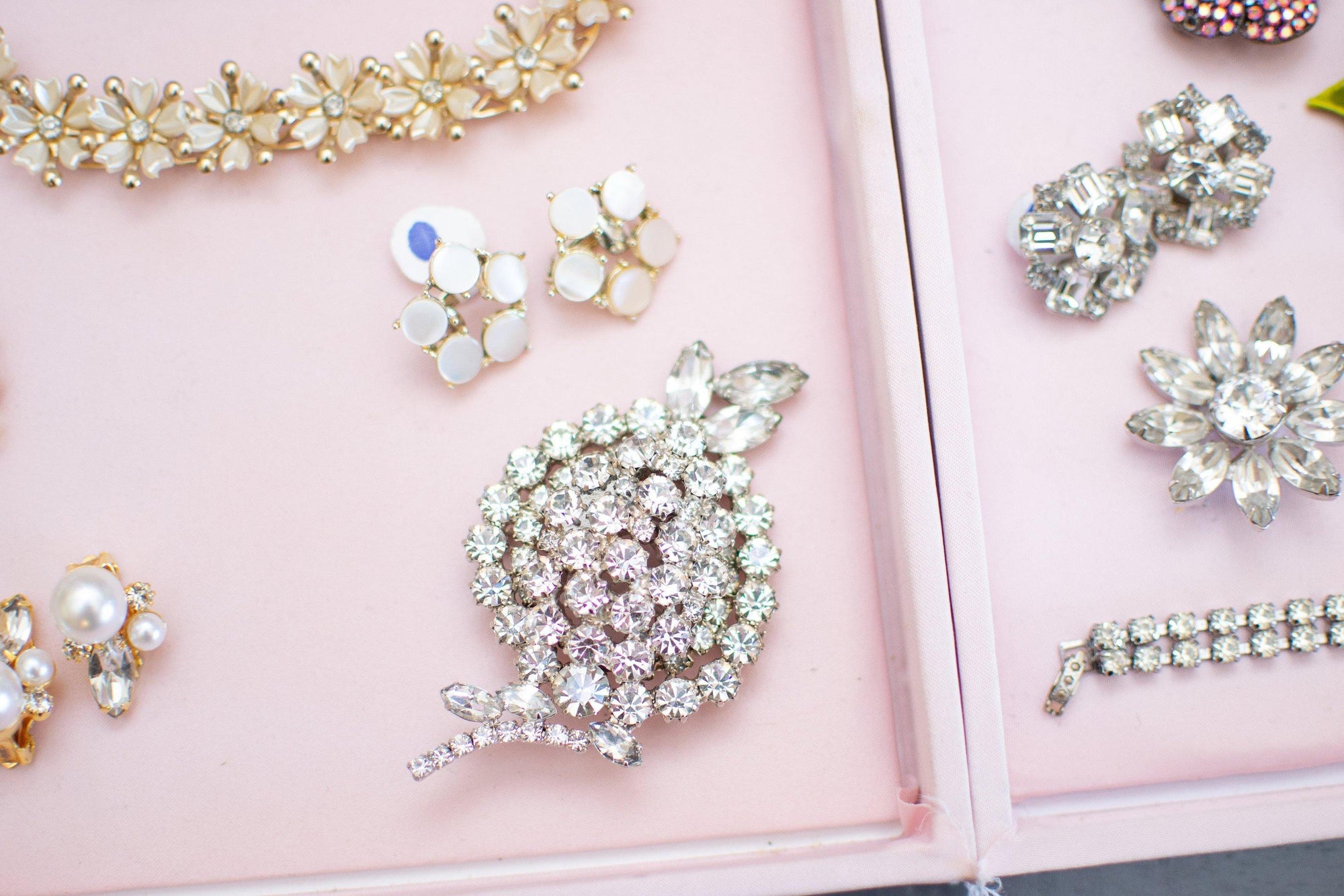 Vintage Huge Art Deco Diamante Rhinestone Cluster Brooch by 1950s - Vintage Meet Modern Vintage Jewelry - Chicago, Illinois - #oldhollywoodglamour #vintagemeetmodern #designervintage #jewelrybox #antiquejewelry #vintagejewelry