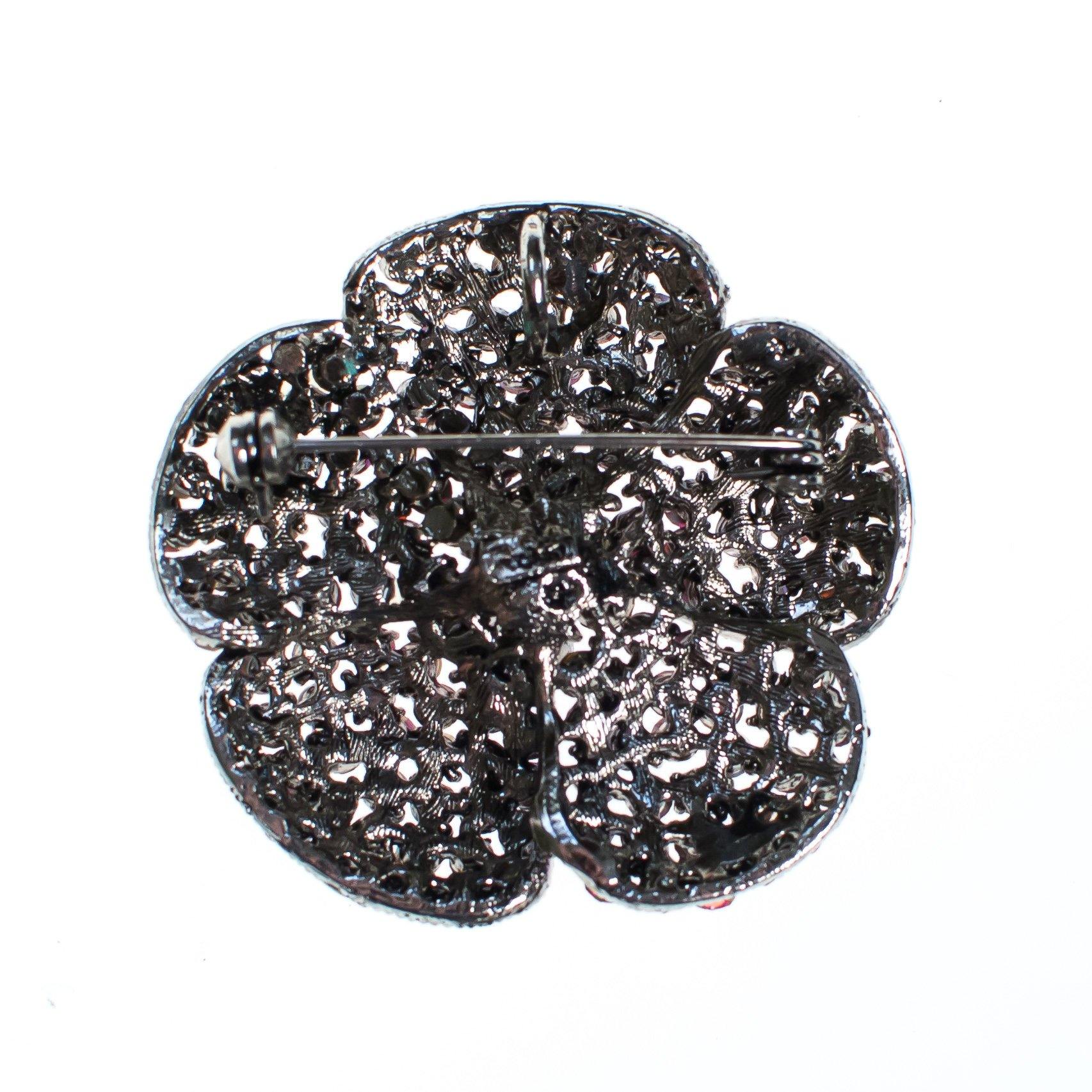 Vintage Large Pink Rhinestone Flower Brooch by 1990s - Vintage Meet Modern Vintage Jewelry - Chicago, Illinois - #oldhollywoodglamour #vintagemeetmodern #designervintage #jewelrybox #antiquejewelry #vintagejewelry