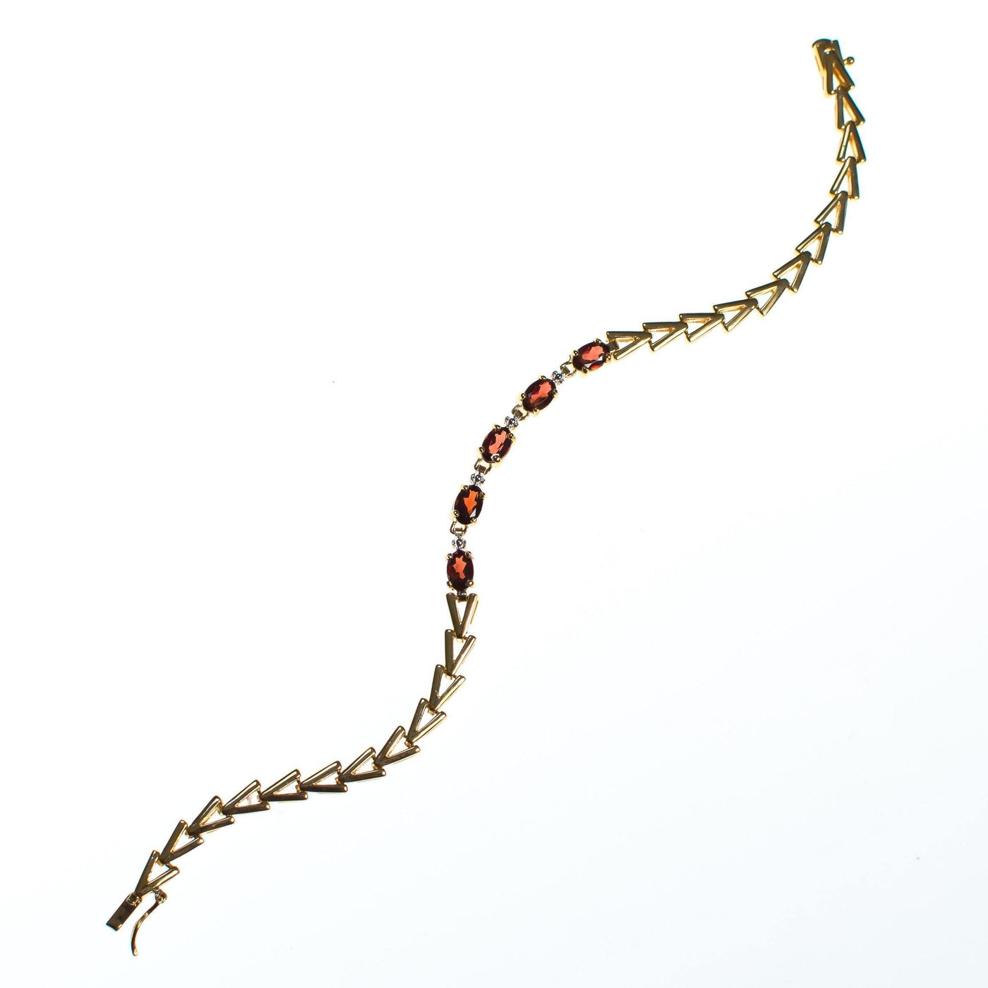Vintage Garnet Bracelet Set in 18kt Gold Over Sterling Silver