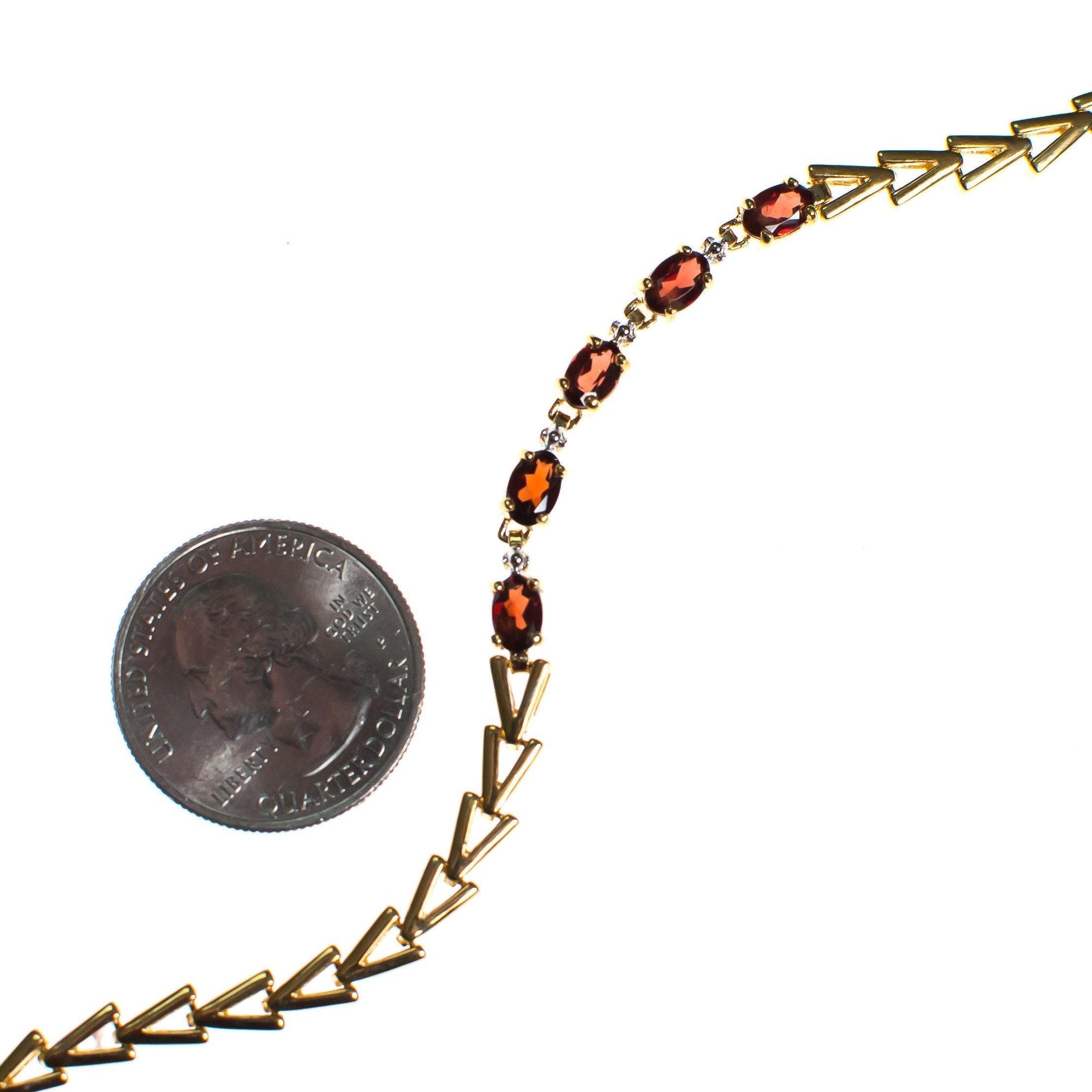 Vintage Garnet Bracelet Set in 18kt Gold Over Sterling Silver by 1980s - Vintage Meet Modern Vintage Jewelry - Chicago, Illinois - #oldhollywoodglamour #vintagemeetmodern #designervintage #jewelrybox #antiquejewelry #vintagejewelry