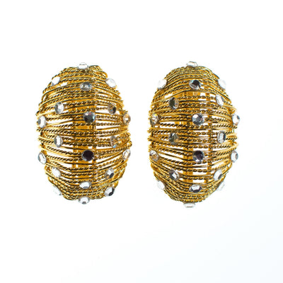 Vintage Gold Statement Earrings with Diamante Mirrored Crystals by 1980s - Vintage Meet Modern Vintage Jewelry - Chicago, Illinois - #oldhollywoodglamour #vintagemeetmodern #designervintage #jewelrybox #antiquejewelry #vintagejewelry