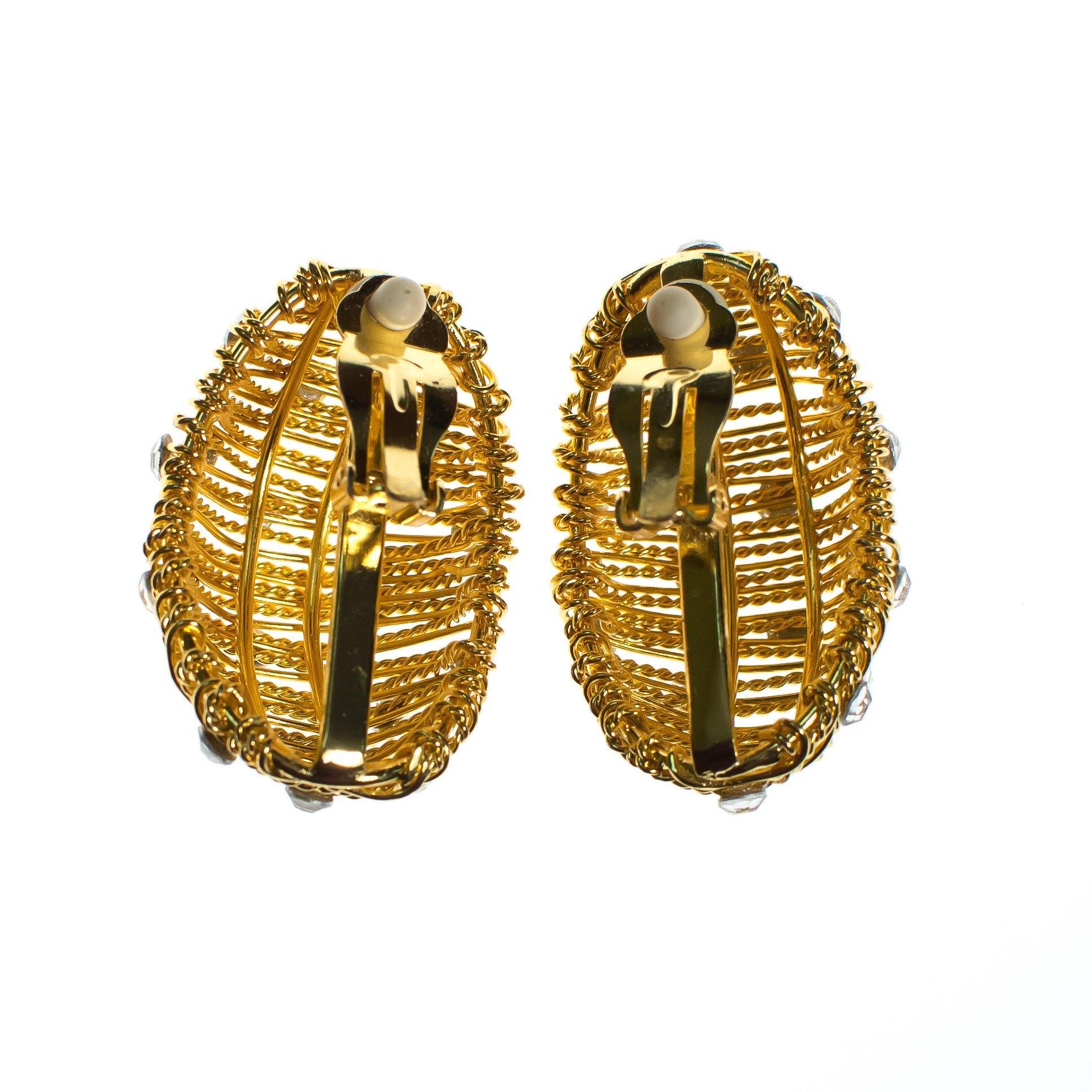 Vintage Gold Statement Earrings with Diamante Mirrored Crystals by 1980s - Vintage Meet Modern Vintage Jewelry - Chicago, Illinois - #oldhollywoodglamour #vintagemeetmodern #designervintage #jewelrybox #antiquejewelry #vintagejewelry