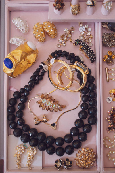 Vintage Christian Dior Petite Earrings with Black Enamel and Diamante Rhinestones by Christian Dior - Vintage Meet Modern Vintage Jewelry - Chicago, Illinois - #oldhollywoodglamour #vintagemeetmodern #designervintage #jewelrybox #antiquejewelry #vintagejewelry