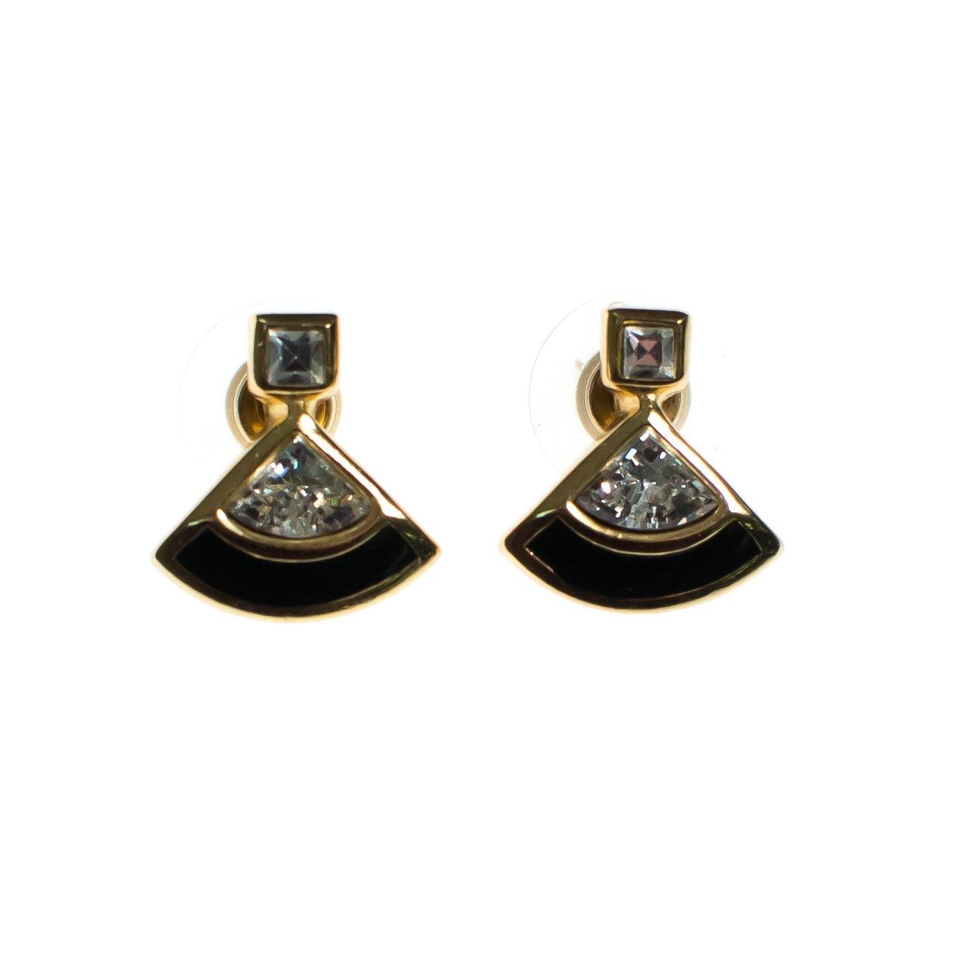 Vintage Christian Dior Petite Earrings with Black Enamel and Diamante Rhinestones by Christian Dior - Vintage Meet Modern Vintage Jewelry - Chicago, Illinois - #oldhollywoodglamour #vintagemeetmodern #designervintage #jewelrybox #antiquejewelry #vintagejewelry