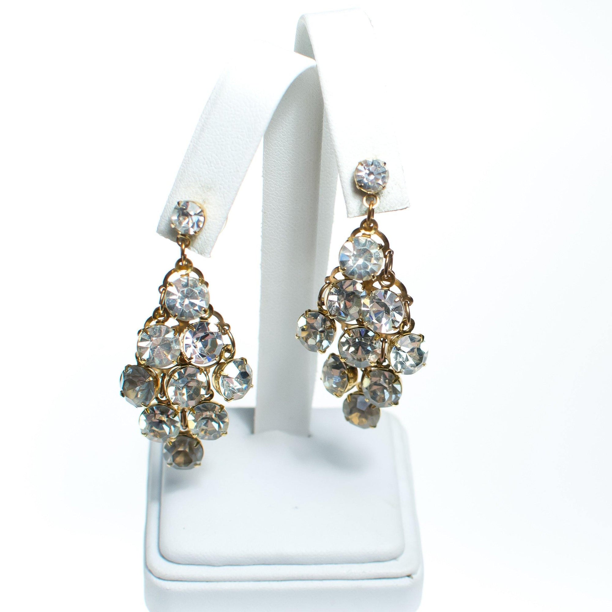 Vintage Retro Diamante Waterfall Statement Earrings by 1980s - Vintage Meet Modern Vintage Jewelry - Chicago, Illinois - #oldhollywoodglamour #vintagemeetmodern #designervintage #jewelrybox #antiquejewelry #vintagejewelry