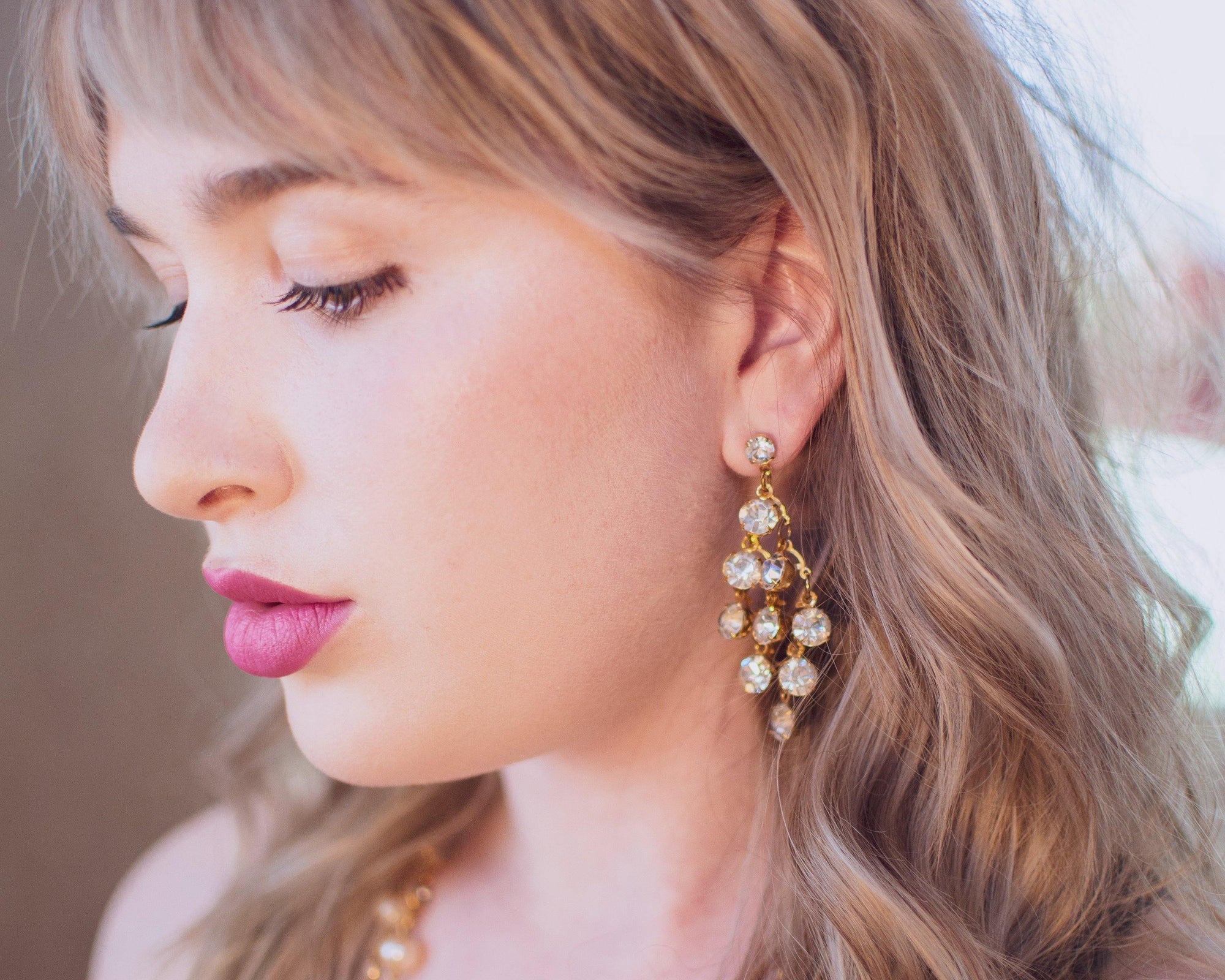 Vintage Retro Diamante Waterfall Statement Earrings by 1980s - Vintage Meet Modern Vintage Jewelry - Chicago, Illinois - #oldhollywoodglamour #vintagemeetmodern #designervintage #jewelrybox #antiquejewelry #vintagejewelry