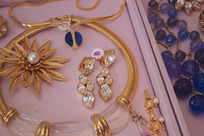 Vintage Christian Dior Diamante Crystal Drop Statement Earrings by Christian Dior - Vintage Meet Modern Vintage Jewelry - Chicago, Illinois - #oldhollywoodglamour #vintagemeetmodern #designervintage #jewelrybox #antiquejewelry #vintagejewelry