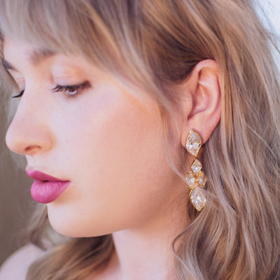 Vintage Christian Dior Diamante Crystal Drop Statement Earrings by Christian Dior - Vintage Meet Modern Vintage Jewelry - Chicago, Illinois - #oldhollywoodglamour #vintagemeetmodern #designervintage #jewelrybox #antiquejewelry #vintagejewelry
