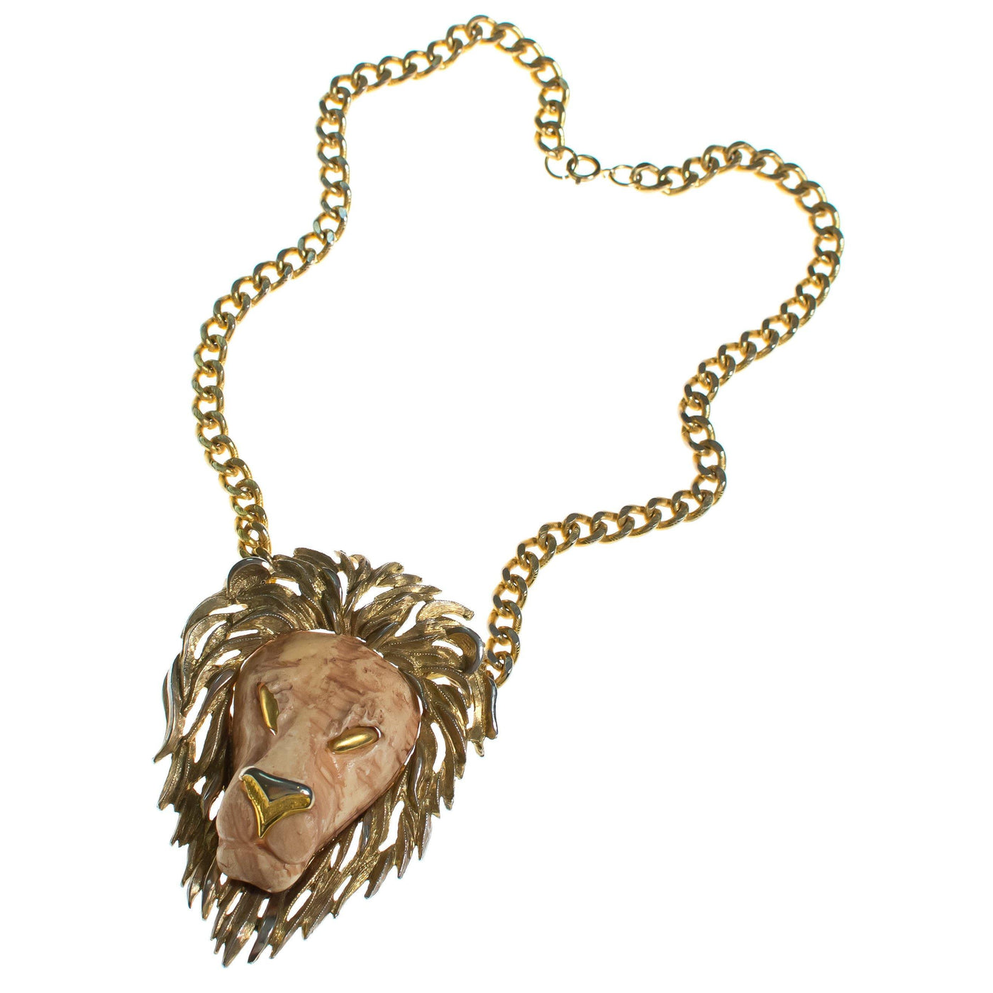 Vintage Huge Razza Lion Statement Necklace