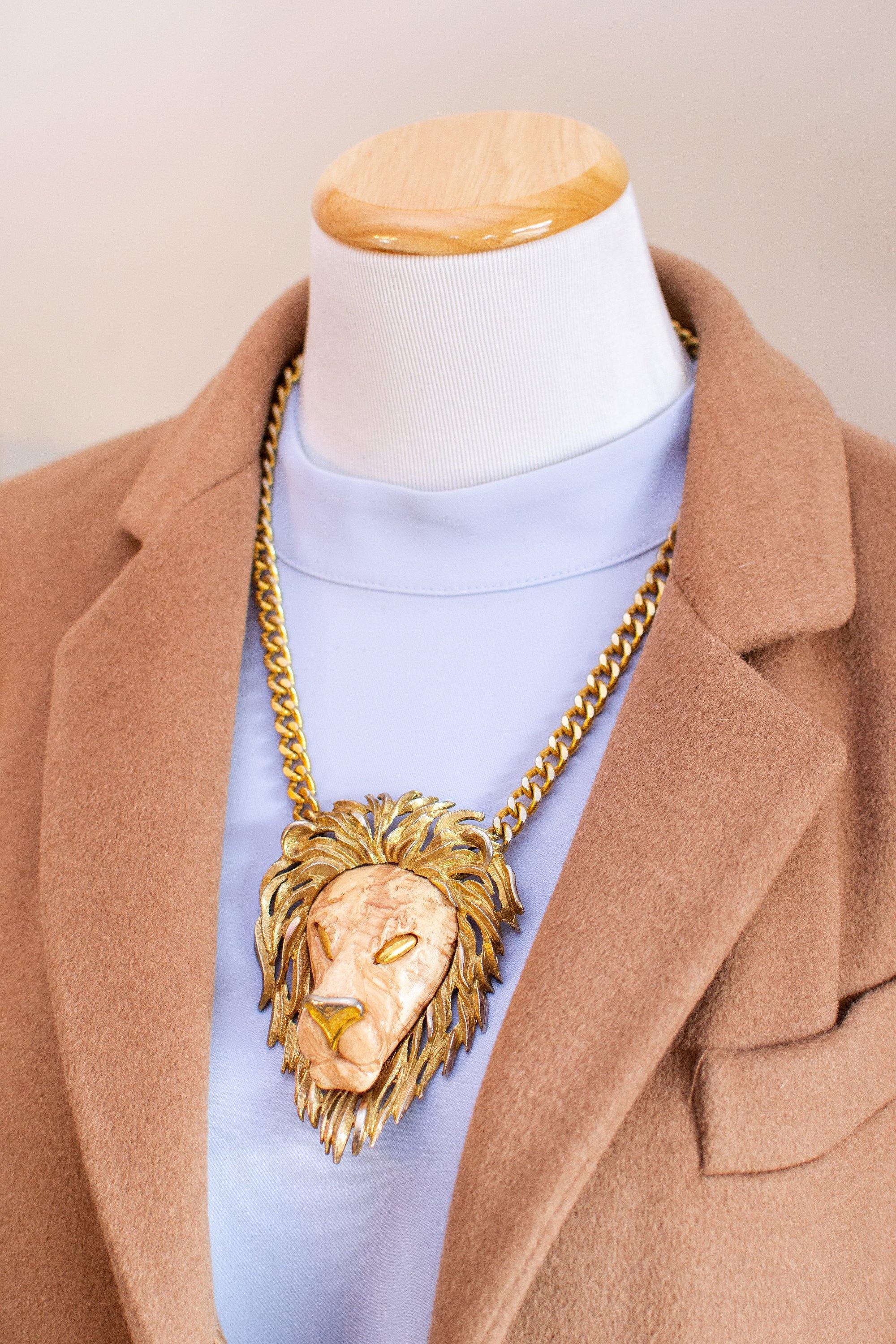 Vintage Huge Razza Lion Statement Necklace by Razza - Vintage Meet Modern Vintage Jewelry - Chicago, Illinois - #oldhollywoodglamour #vintagemeetmodern #designervintage #jewelrybox #antiquejewelry #vintagejewelry