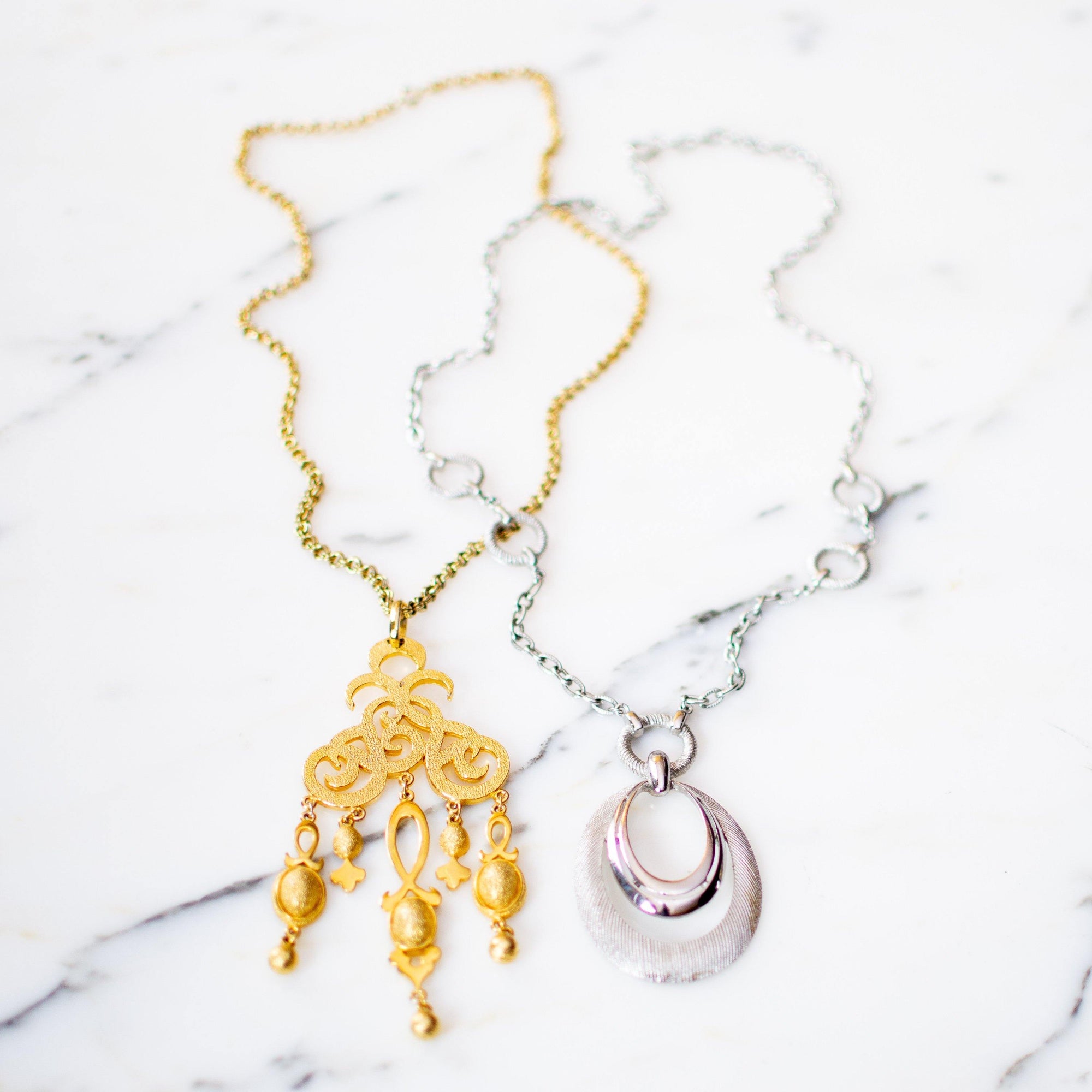 Vintage Crown Trifari Silver Modernist Statement Necklace by Crown Trifari - Vintage Meet Modern Vintage Jewelry - Chicago, Illinois - #oldhollywoodglamour #vintagemeetmodern #designervintage #jewelrybox #antiquejewelry #vintagejewelry