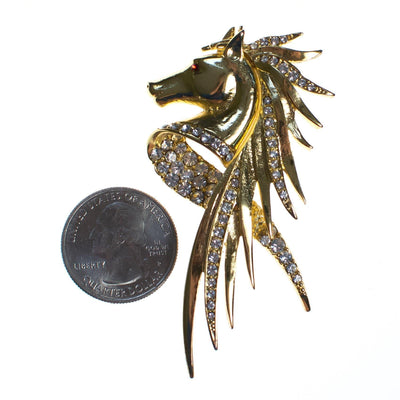 Vintage 1980s Gold and Rhinestone Horse Brooch by 1980s - Vintage Meet Modern Vintage Jewelry - Chicago, Illinois - #oldhollywoodglamour #vintagemeetmodern #designervintage #jewelrybox #antiquejewelry #vintagejewelry