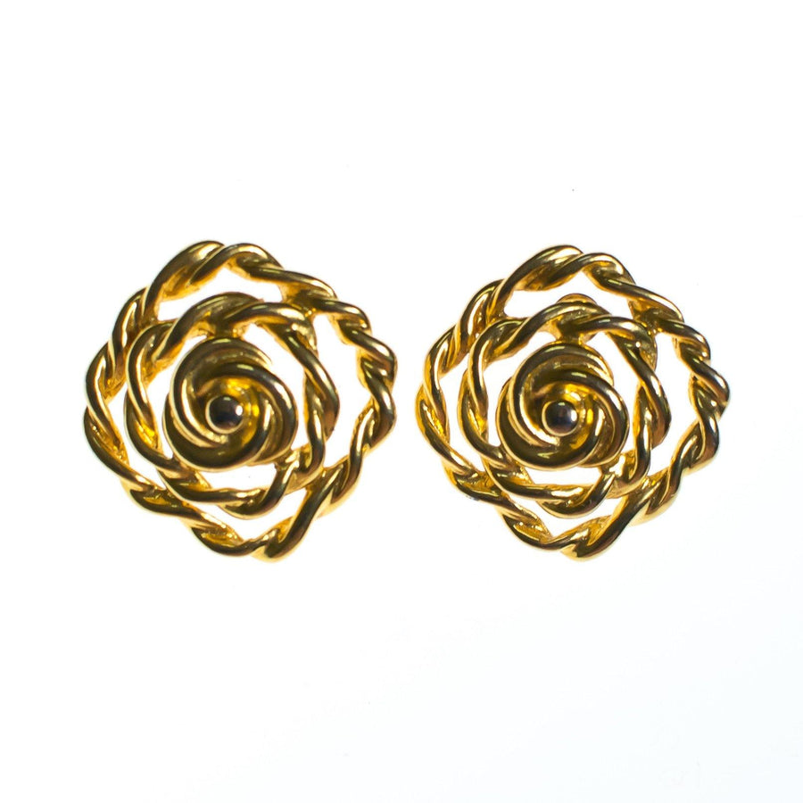 Vintage 1980s Gold Cable Geometric Statement Earrings by 1980s - Vintage Meet Modern Vintage Jewelry - Chicago, Illinois - #oldhollywoodglamour #vintagemeetmodern #designervintage #jewelrybox #antiquejewelry #vintagejewelry