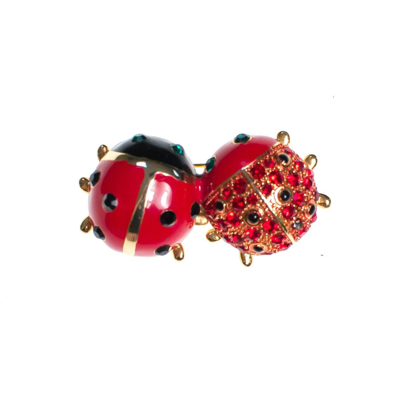 Vintage Ladybug Brooch, Black, Green and Red Rhinestones, Brooches and Pins