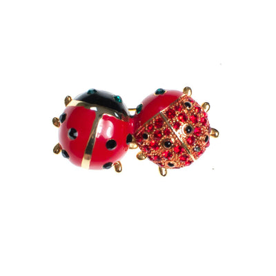 Vintage Ladybug Brooch, Black, Green and Red Rhinestones, Brooches and Pins by 1980s - Vintage Meet Modern Vintage Jewelry - Chicago, Illinois - #oldhollywoodglamour #vintagemeetmodern #designervintage #jewelrybox #antiquejewelry #vintagejewelry