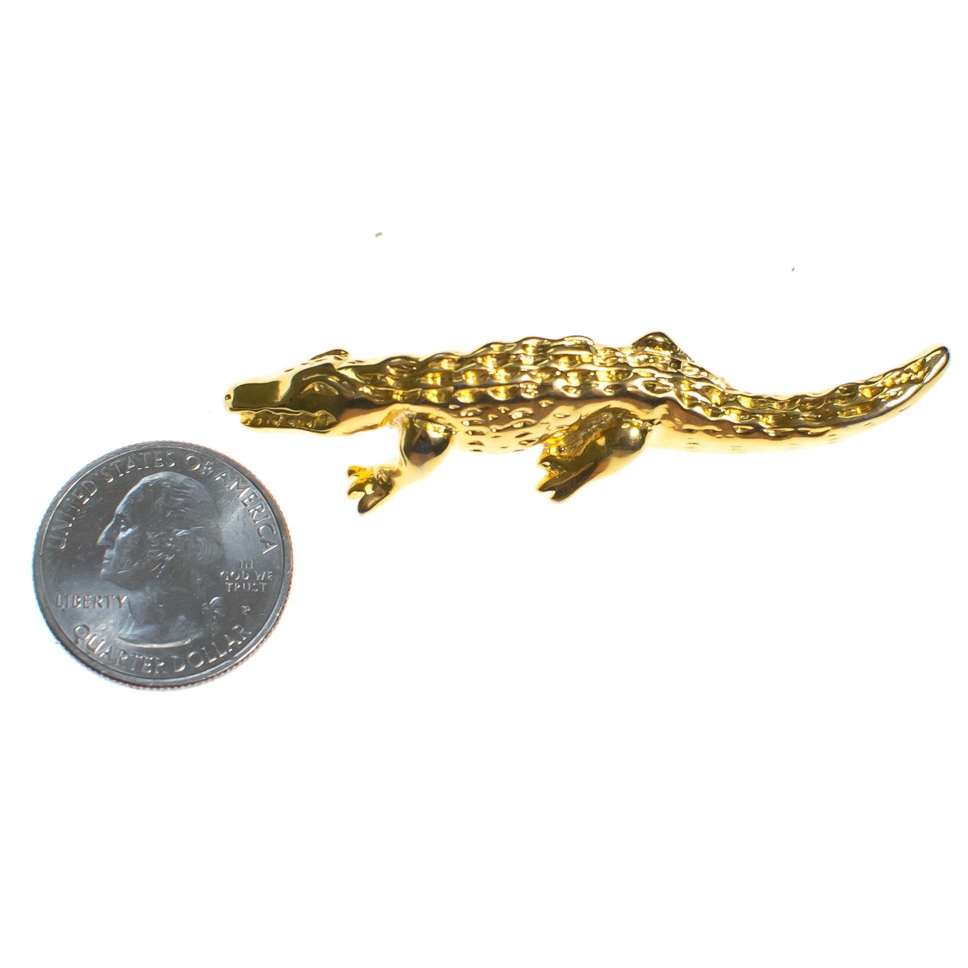 Vintage Gold Alligator Brooch by 1980s - Vintage Meet Modern Vintage Jewelry - Chicago, Illinois - #oldhollywoodglamour #vintagemeetmodern #designervintage #jewelrybox #antiquejewelry #vintagejewelry
