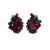 Vintage Weiss Hematite, Jet, and Red Rhinestone Statement Earrings