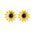 Vintage 1950s Black Eyed Susan Yellow and Black Enamel Flower Statement Earrings