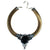 Vintage 1980s Art Deco Inspired Steampunk Gold Collar Necklace with Silver Accents and Jet Crystal