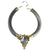 Vintage 1980s Art Deco Inspired Steampunk Collar Necklace in Silver with Gold Accented and Carved Geometric Crystal