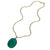 Vintage 1960s Pressed Jade Glass Pendant Statement Necklace