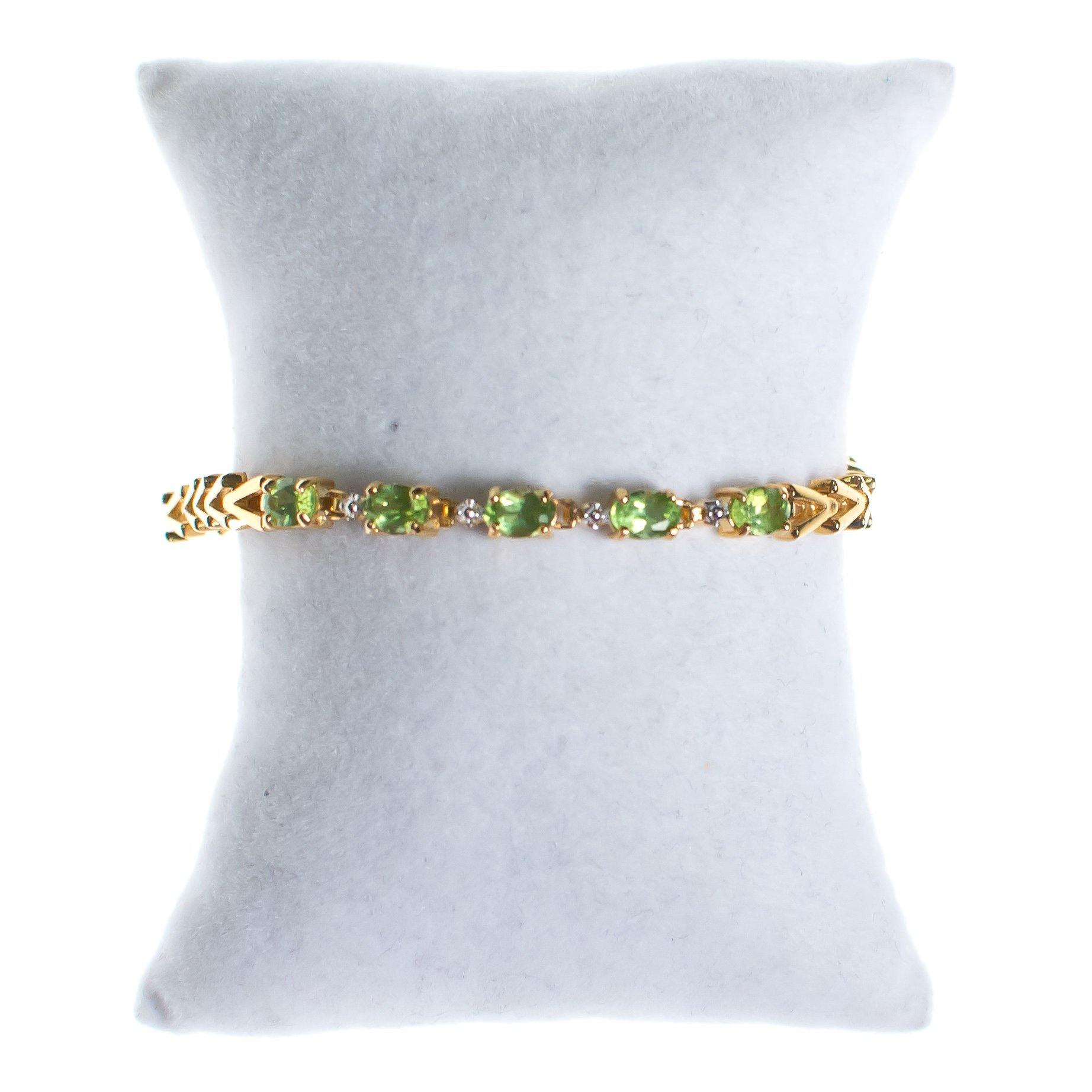 Vintage Peridot Tennis Bracelet 18kt Gold Over Sterling Silver by Peridot - Vintage Meet Modern Vintage Jewelry - Chicago, Illinois - #oldhollywoodglamour #vintagemeetmodern #designervintage #jewelrybox #antiquejewelry #vintagejewelry