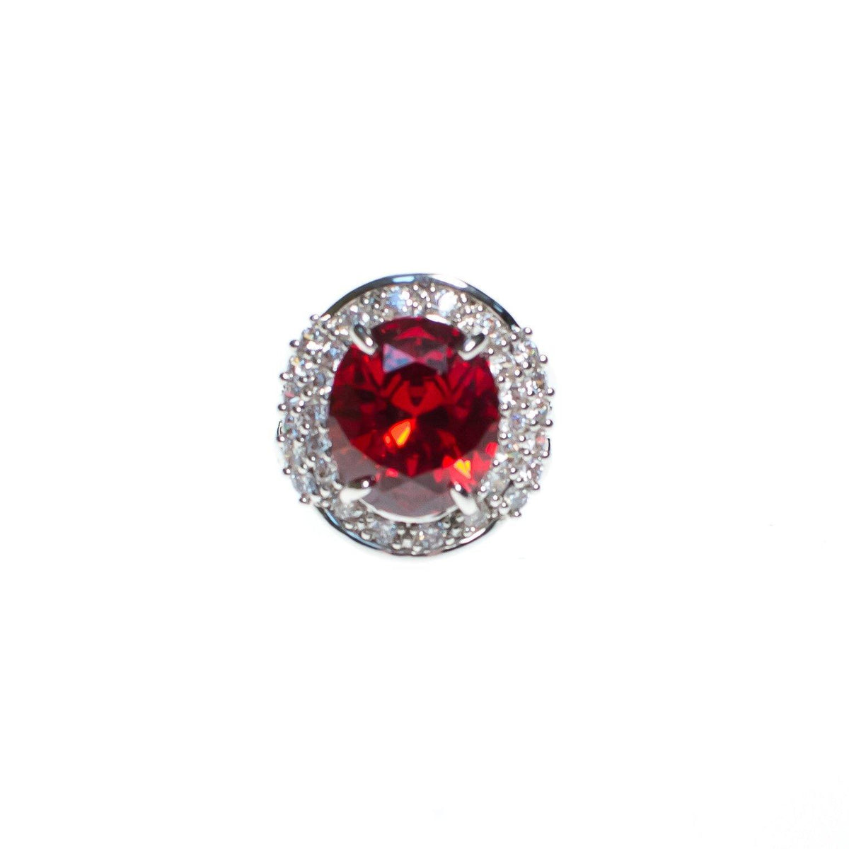 Vintage Art Deco Style Ruby Red and Crystal Statement Ring