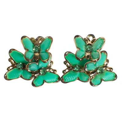 Vintage Mid Century Modern Light Green Lucite and Rhinestone Butterfly Earrings by 1950s - Vintage Meet Modern Vintage Jewelry - Chicago, Illinois - #oldhollywoodglamour #vintagemeetmodern #designervintage #jewelrybox #antiquejewelry #vintagejewelry