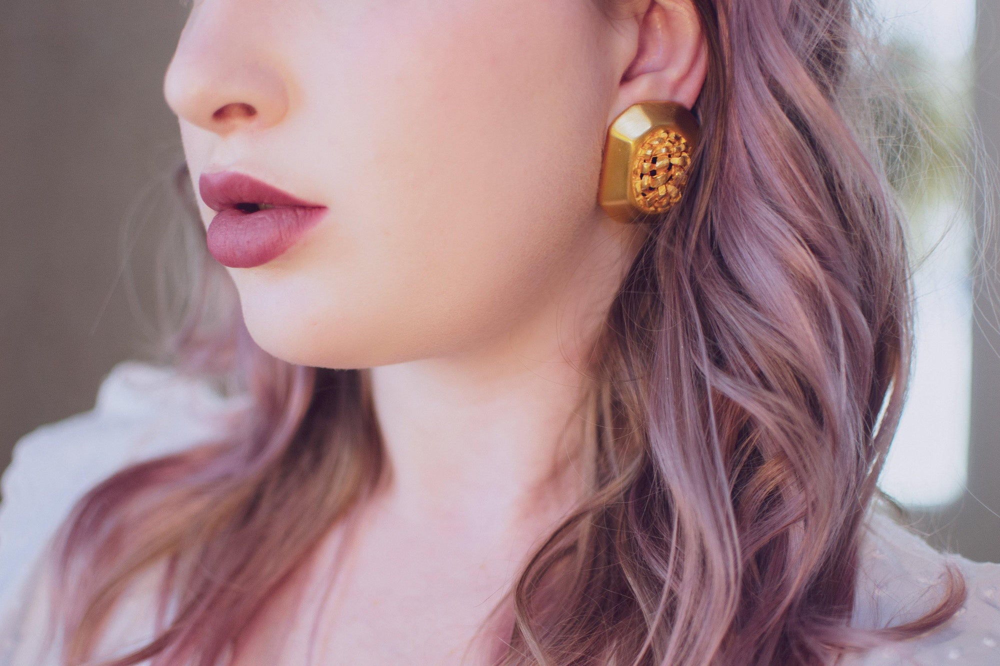 Vintage 1980s Clara Studio Brushed Gold Tone Nugget Statement Earrings by Clara - Vintage Meet Modern Vintage Jewelry - Chicago, Illinois - #oldhollywoodglamour #vintagemeetmodern #designervintage #jewelrybox #antiquejewelry #vintagejewelry