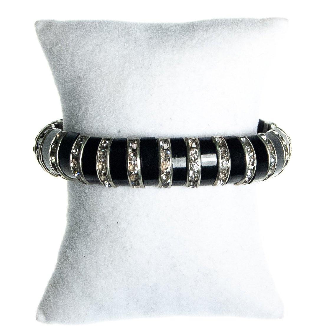 Vintage Deutsches Reich Gebrauchsmuster DRGM Bakelite and Rhinestone Schreiber and Hiller Bracelet by German - Vintage Meet Modern Vintage Jewelry - Chicago, Illinois - #oldhollywoodglamour #vintagemeetmodern #designervintage #jewelrybox #antiquejewelry #vintagejewelry