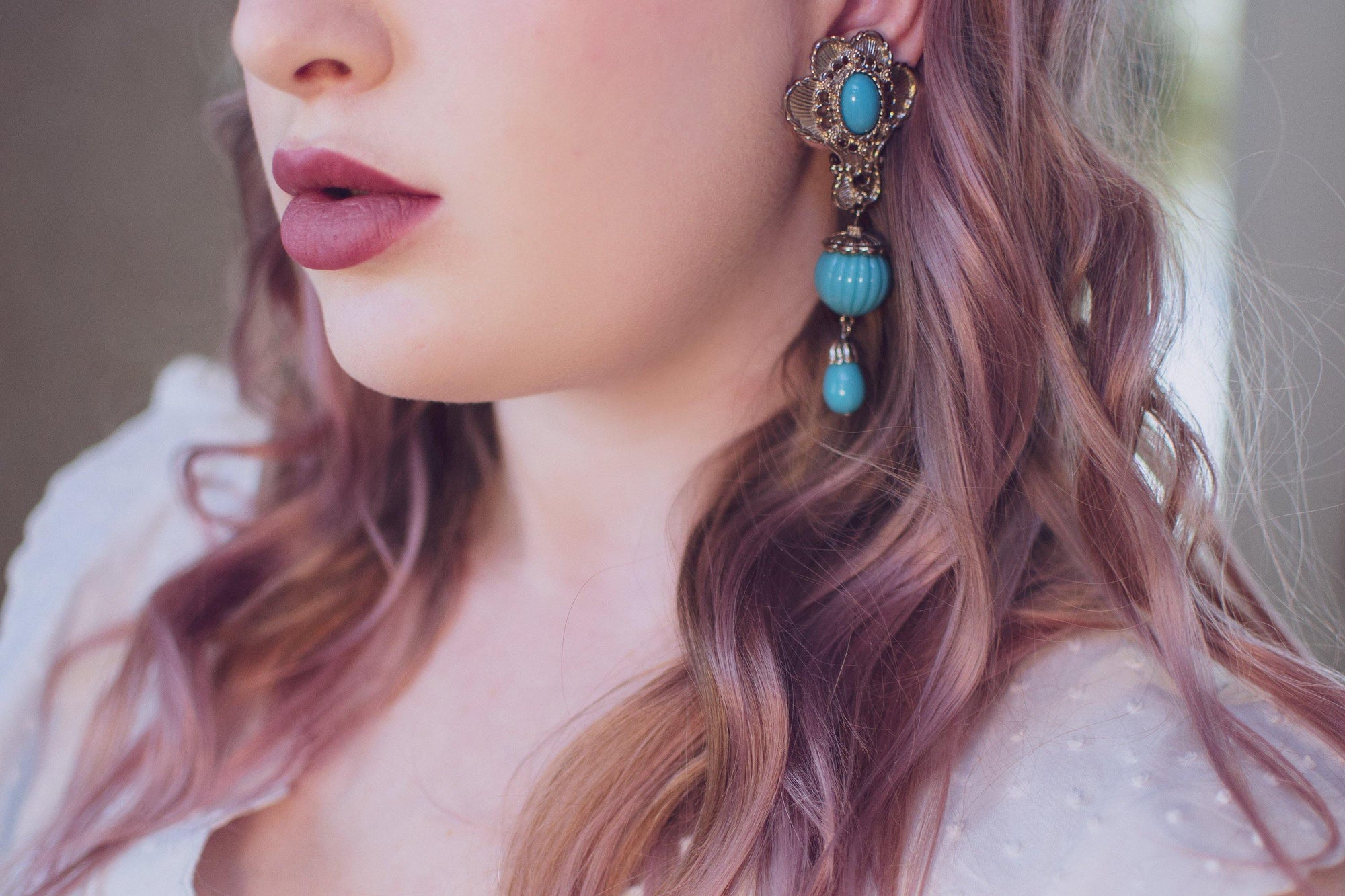 Vintage Jose Barrera for  Avon Turquoise and Silver Statement Earrings by Barrera for Avon - Vintage Meet Modern Vintage Jewelry - Chicago, Illinois - #oldhollywoodglamour #vintagemeetmodern #designervintage #jewelrybox #antiquejewelry #vintagejewelry