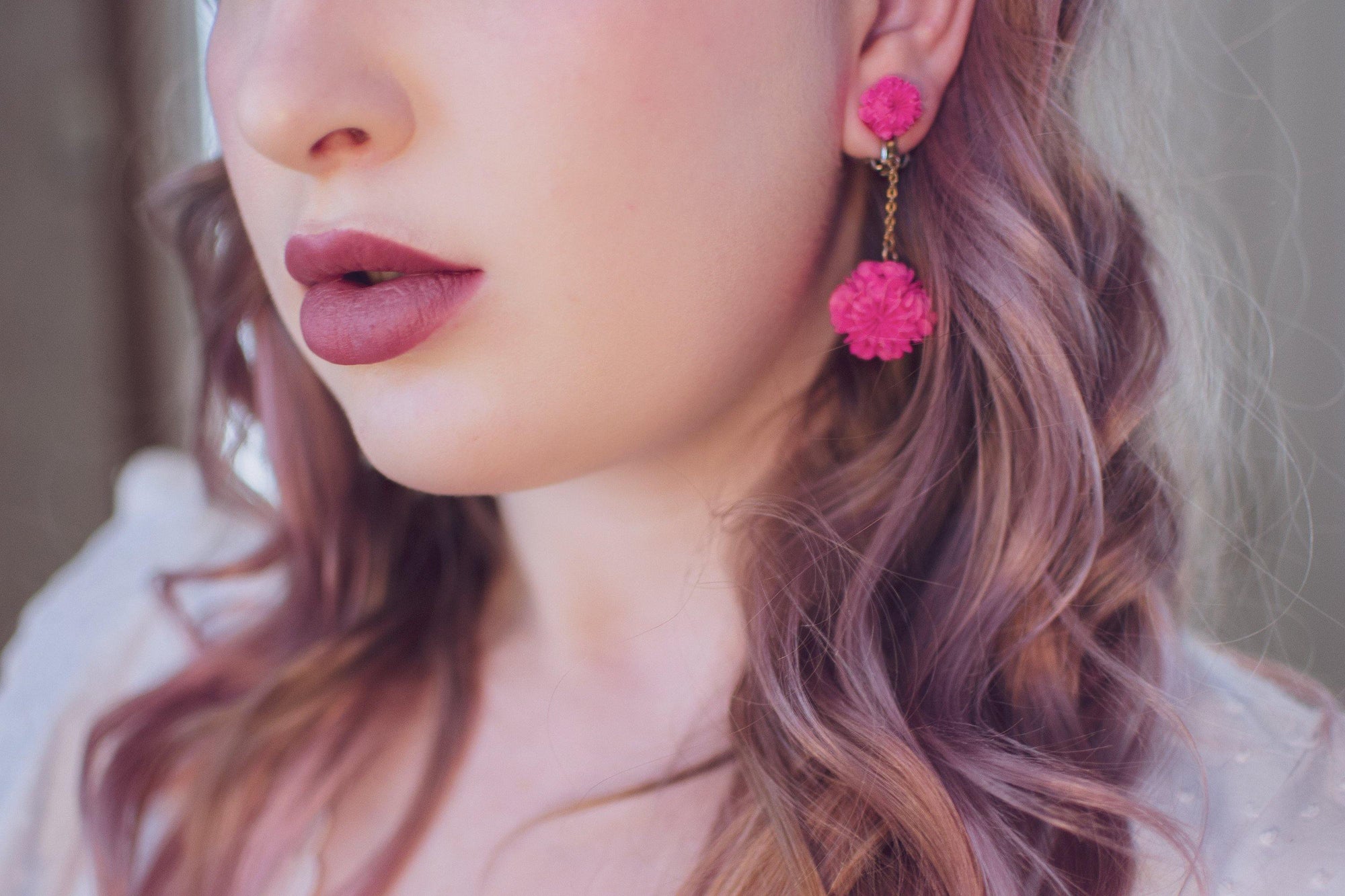 Vintage Hot Pink Flower Pom Pom Statement Earrings by Made in Japan - Vintage Meet Modern Vintage Jewelry - Chicago, Illinois - #oldhollywoodglamour #vintagemeetmodern #designervintage #jewelrybox #antiquejewelry #vintagejewelry