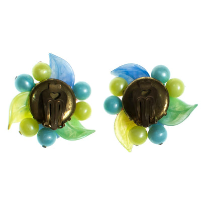 Vintage 1940s Pastel Pink Blue Yellow Green Glass Flower Earrings by 1940s - Vintage Meet Modern Vintage Jewelry - Chicago, Illinois - #oldhollywoodglamour #vintagemeetmodern #designervintage #jewelrybox #antiquejewelry #vintagejewelry