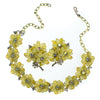 Vintage Yellow Flower Choker Necklace with Aurora Borealis Crystals by 1950s - Vintage Meet Modern Vintage Jewelry - Chicago, Illinois - #oldhollywoodglamour #vintagemeetmodern #designervintage #jewelrybox #antiquejewelry #vintagejewelry