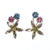 Vintage Pink Blue and Gold Flower Earrings by 1950s - Vintage Meet Modern Vintage Jewelry - Chicago, Illinois - #oldhollywoodglamour #vintagemeetmodern #designervintage #jewelrybox #antiquejewelry #vintagejewelry