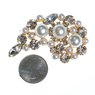 Vintage Huge Pearl and Diamante Crystal Paisley Style Brooch by 1950s - Vintage Meet Modern Vintage Jewelry - Chicago, Illinois - #oldhollywoodglamour #vintagemeetmodern #designervintage #jewelrybox #antiquejewelry #vintagejewelry