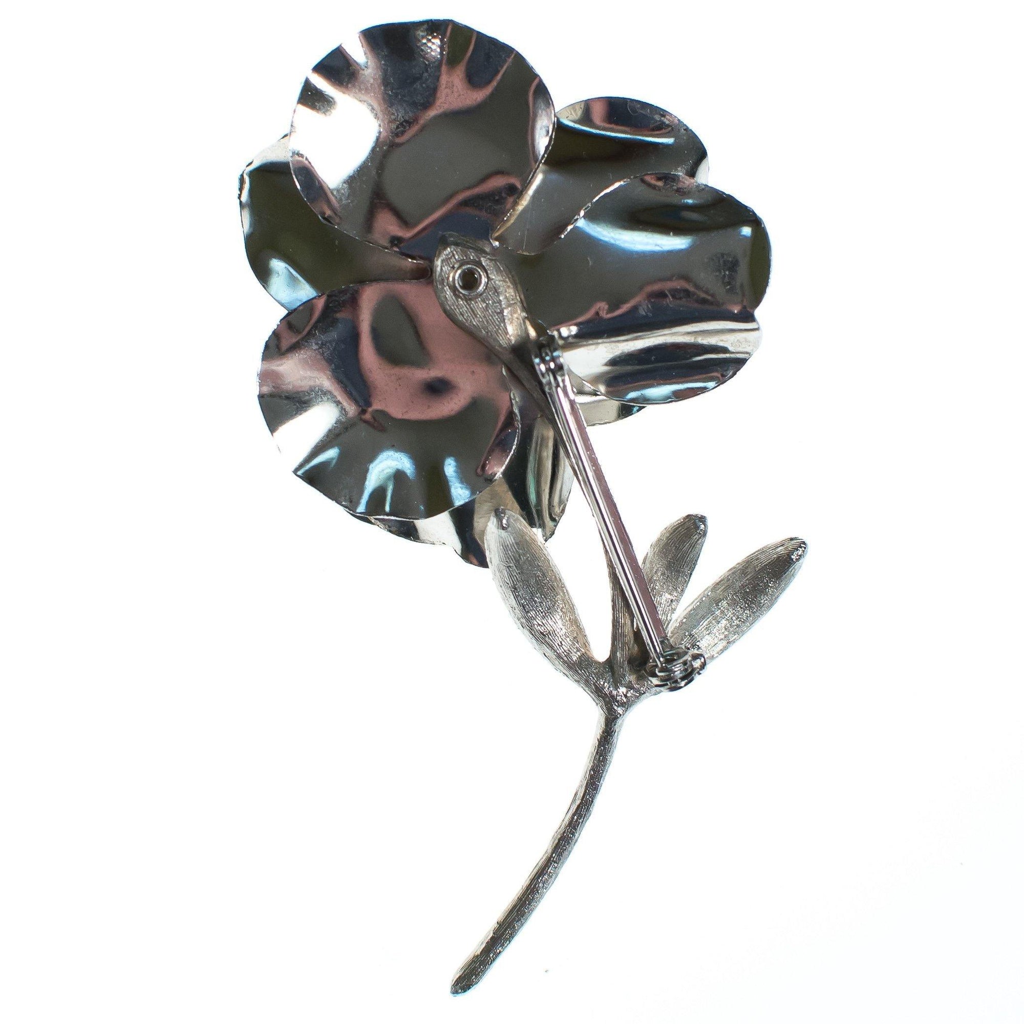 Vintage Huge Silver Rose Brooch by 1960s - Vintage Meet Modern Vintage Jewelry - Chicago, Illinois - #oldhollywoodglamour #vintagemeetmodern #designervintage #jewelrybox #antiquejewelry #vintagejewelry