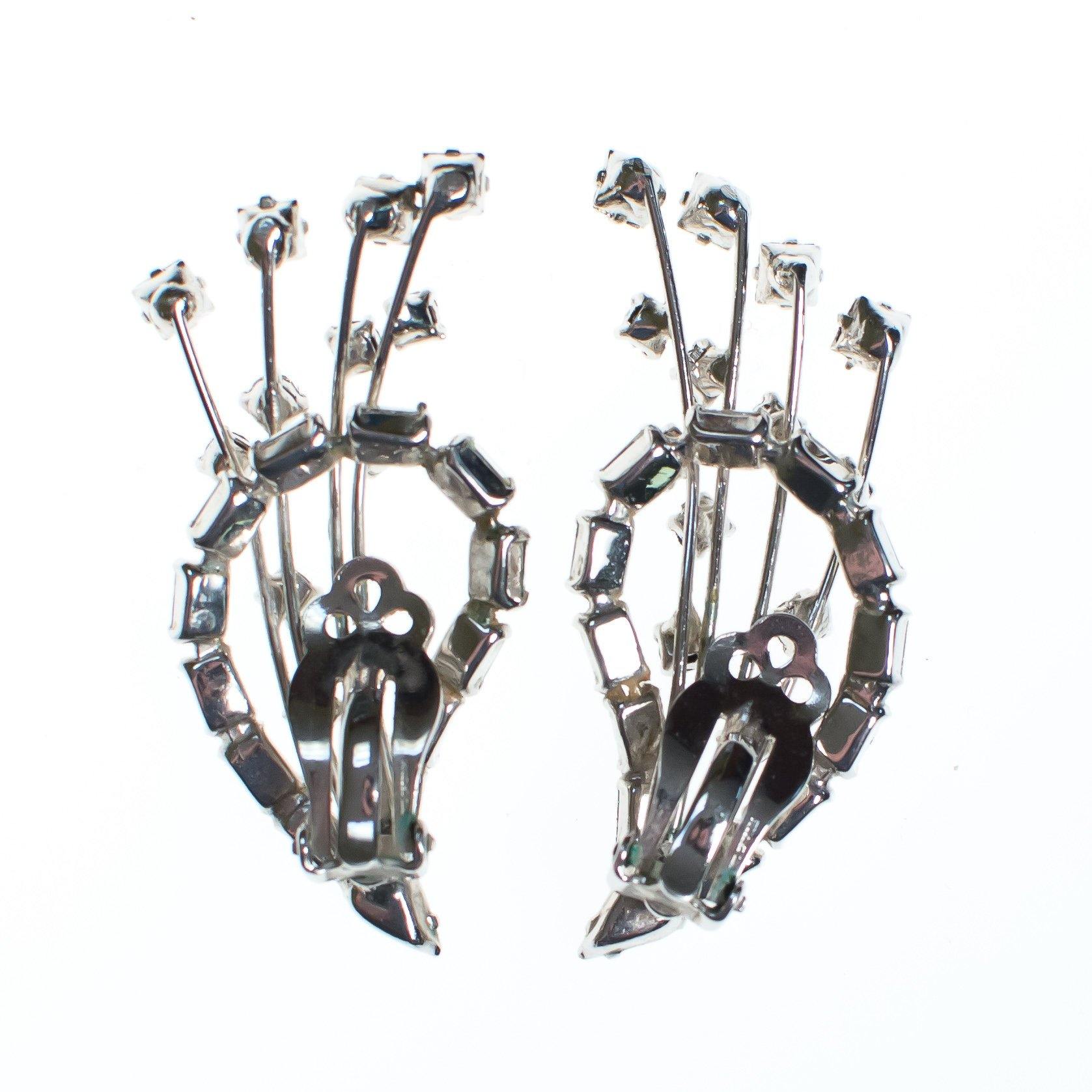 Vintage Statement Earrings, Diamante Crystals, Silver Tone Setting, Clip-on by before 2000 - Vintage Meet Modern Vintage Jewelry - Chicago, Illinois - #oldhollywoodglamour #vintagemeetmodern #designervintage #jewelrybox #antiquejewelry #vintagejewelry