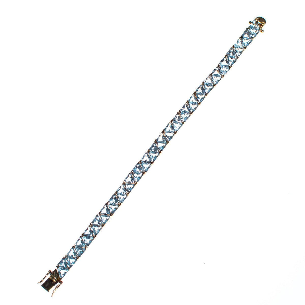 Vintage Suzanne Somers  Blue Topaz Trillion CZ Cut 18kt Gold Over Sterling Silver Tennis Bracelet
