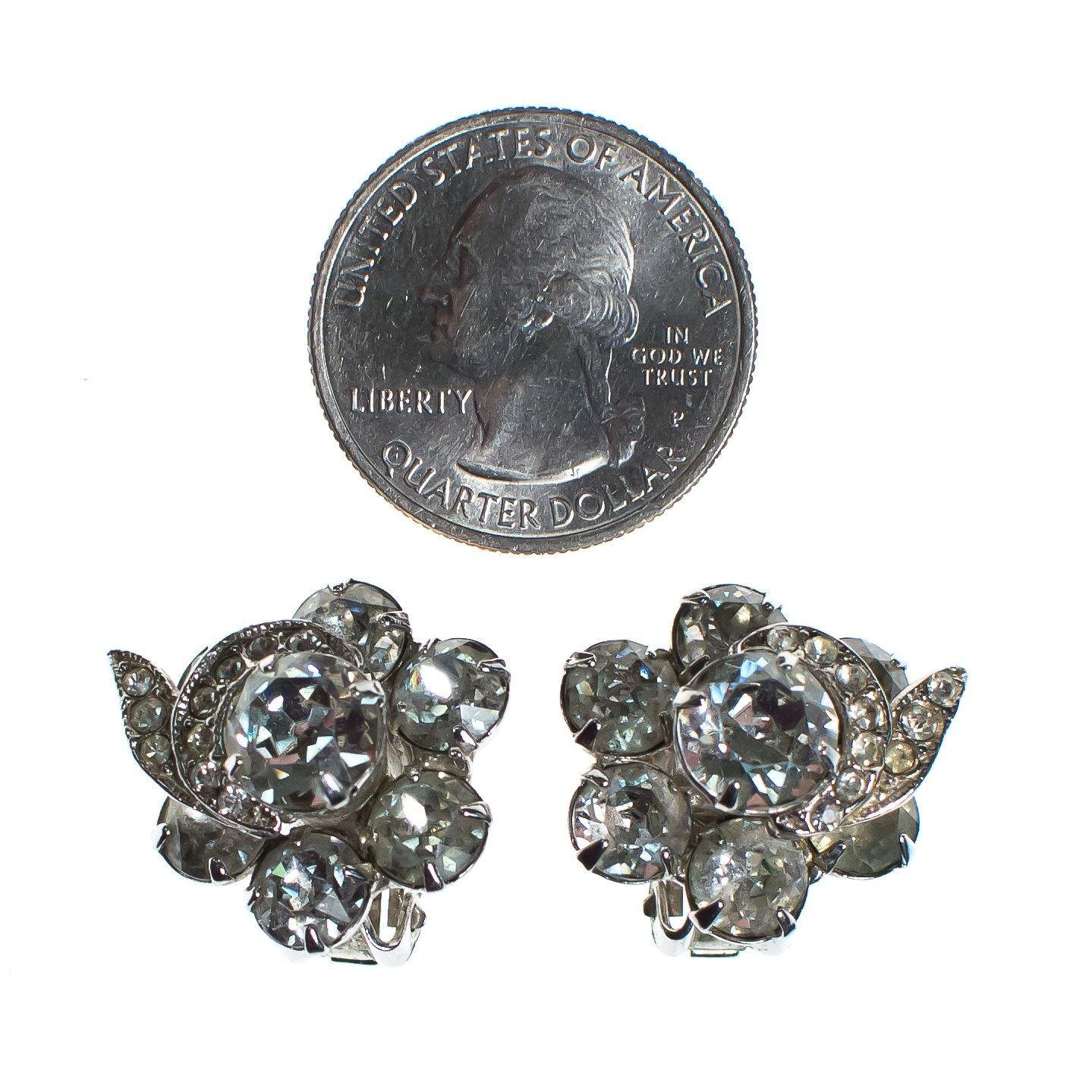 Vintage 1950s Weiss Diamante Rhinestone Crystal Flower Earrings by Weiss - Vintage Meet Modern Vintage Jewelry - Chicago, Illinois - #oldhollywoodglamour #vintagemeetmodern #designervintage #jewelrybox #antiquejewelry #vintagejewelry